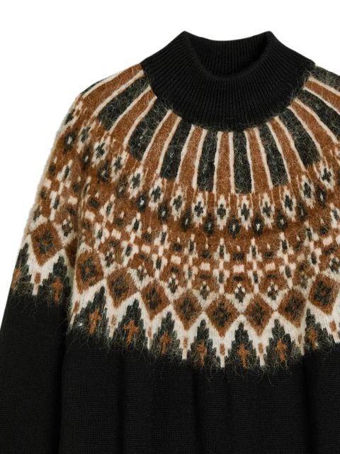 STAUD LIZA patterned roll-neck mini dress - Black - zdjęcie produktu nr 2