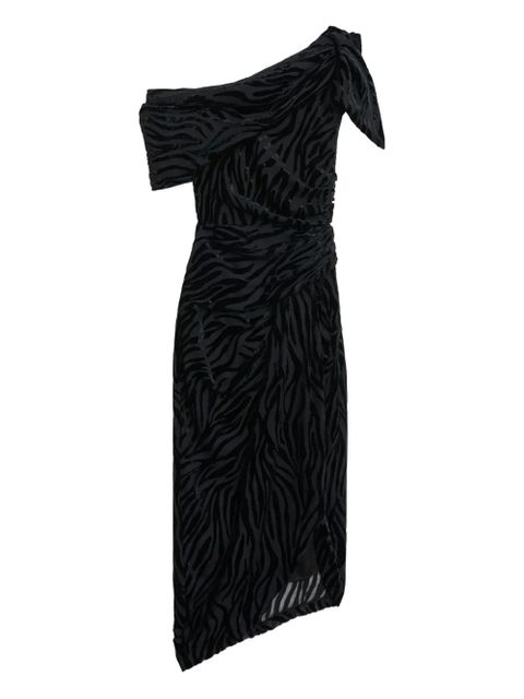 ISABEL MARANT zebra-print one-shoulder dress - Black - zdjęcie produktu nr 1