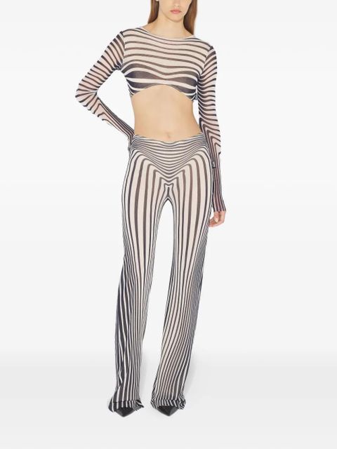 Jean Paul Gaultier long-sleeves morphing-stripes top - White