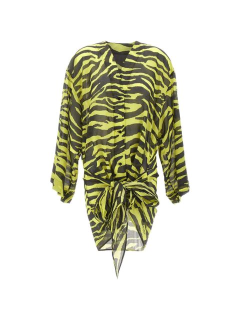The Attico zebra-print wrap-style dress - Yellow - zdjęcie produktu nr 1