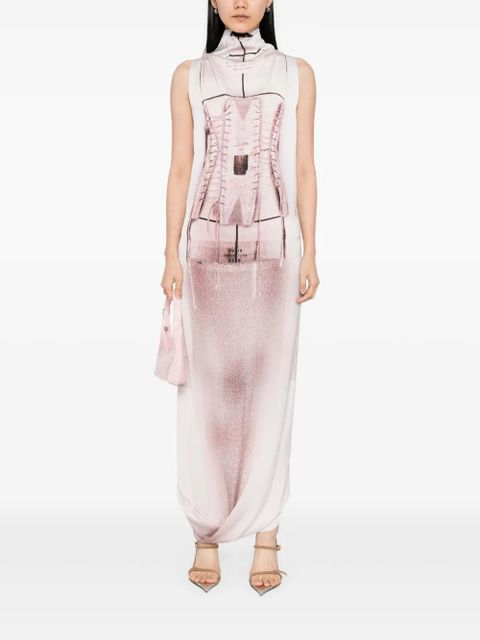 Jean Paul Gaultier maxi bustier-print dress - White