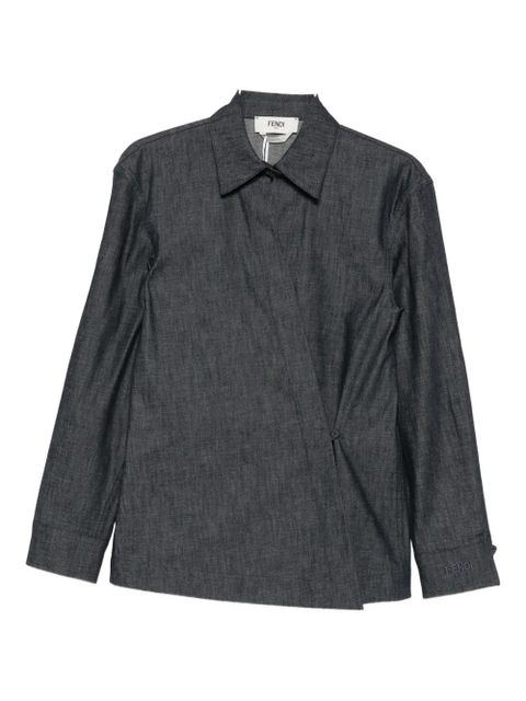 FENDI wrap-effect denim shirt - Blue