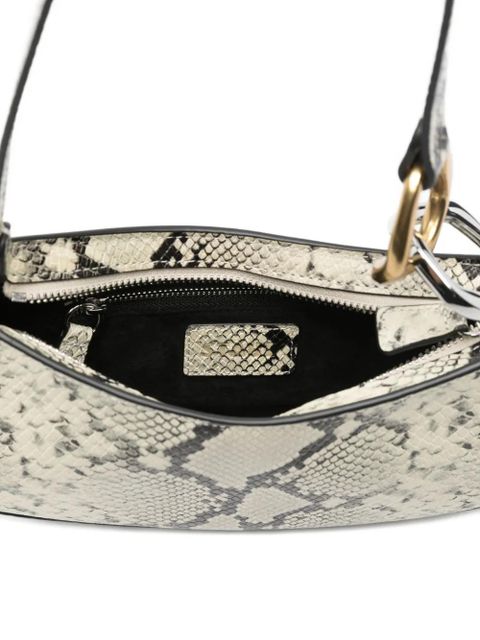 STAUD Ollie snakeskin hardware tote bag - White