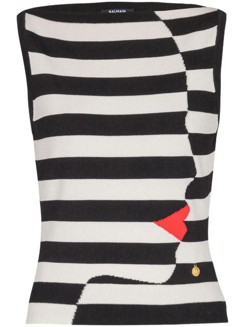 Balmain Mariniere knitted top - Black - zdjęcie produktu nr 1