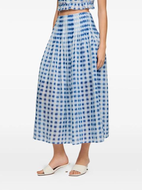 SANDRO check-pattern Gingham long skirt - White
