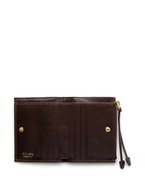 Prada triangle-logo leather wallet - Brown
