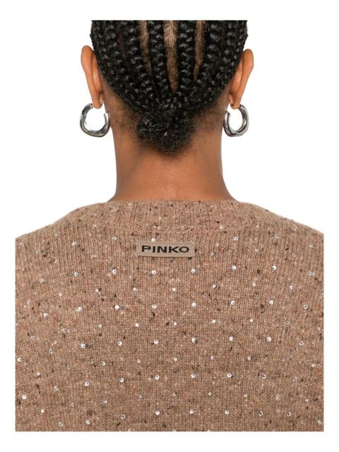 PINKO rhinestone-embellished cardigan - Neutrals