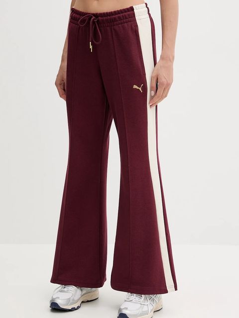 Puma spodnie dresowe damskie kolor bordowy wzorzyste 632138 - zdjęcie produktu nr 1