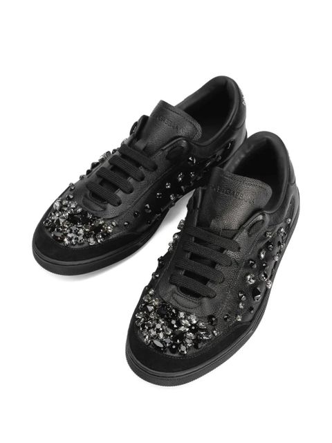 Dolce & Gabbana crystal-embellished leather sneakers - Black