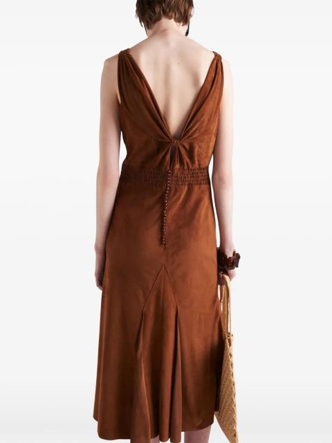 Prada sleeveless suede midi dress - Brown