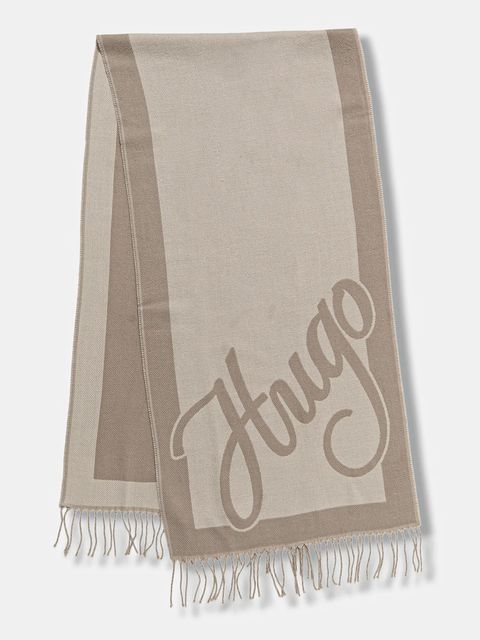 HUGO szalik i rękawiczki damski kolor beżowy wzorzysty 50551647