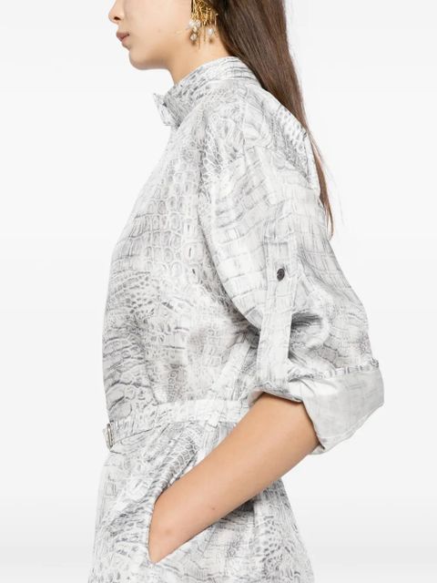 Ferragamo belted buttoned-up shirt dress - White