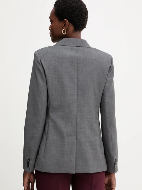 Weekend Max Mara marynarka wełniana ORNATI kolor szary dwurzędowa gładka 2525046012600