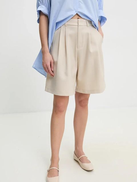 Answear.LAB szorty damskie kolor beżowy gładkie high waist - zdjęcie produktu nr 1