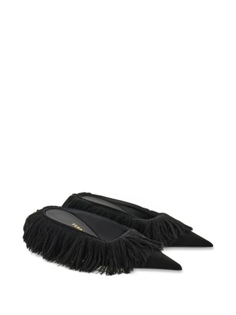 Ferragamo Eva feathered-detail mules - Black
