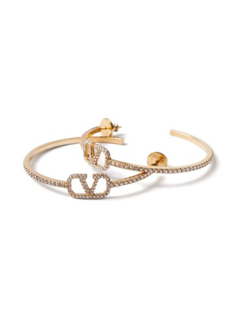 Valentino Garavani VLogo Signature crystal hoop earrings - Gold