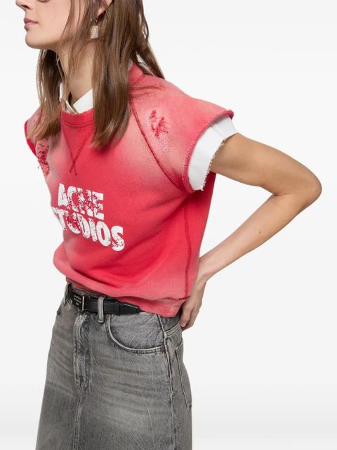 Acne Studios distressed graphic top - Red
