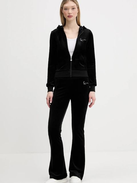 Karl Kani spodnie dresowe welurowe damskie kolor czarny z aplikacją 61040069 - zdjęcie produktu nr 2