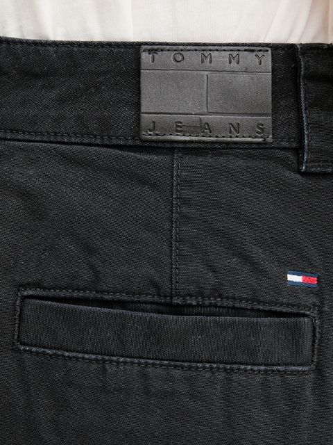 Tommy Jeans spódnica bawełniana kolor czarny mini rozkloszowana DW0DW21137
