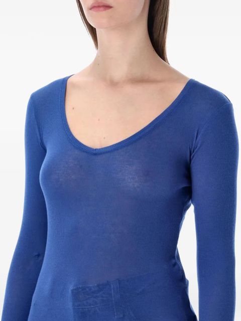 American Vintage Massachusetts V-neck long-sleeve T-shirt - Blue