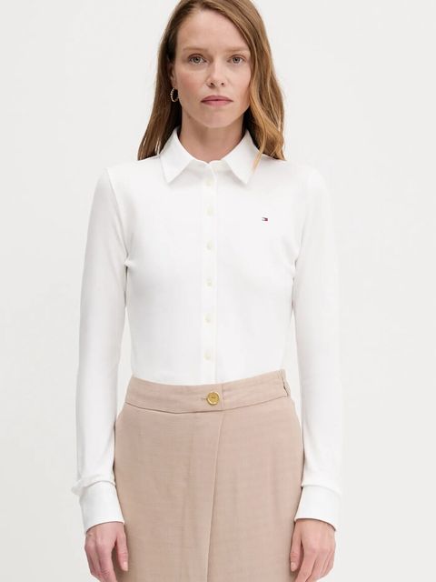 Tommy Hilfiger koszula damska kolor biały slim z kołnierzykiem klasycznym WW0WW43528 - zdjęcie produktu nr 1