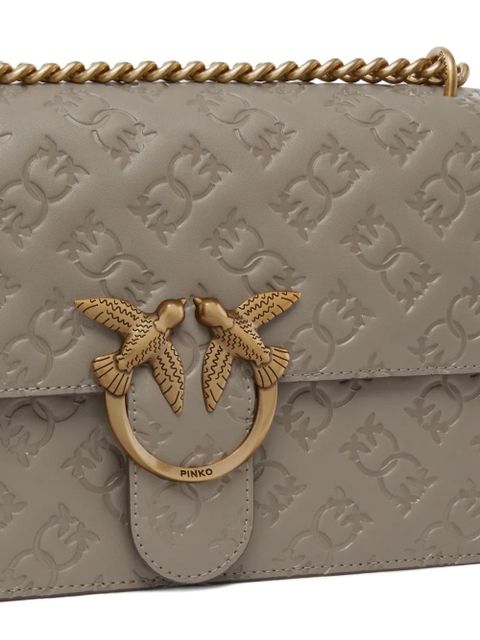 PINKO Love Birds debossed leather cross body bag - Neutrals