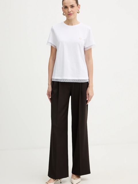 Twinset t-shirt bawełniany damski kolor biały 252TT231A