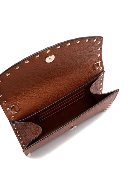 Valentino Garavani Rockstud leather chain shoulder bag - Brown