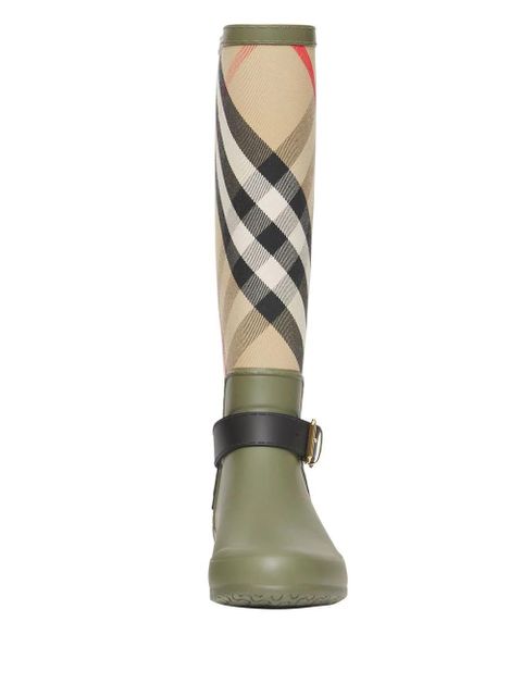 Burberry panelled House Check boots - Green