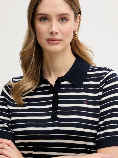 Tommy Hilfiger sweter z dodatkiem wełny damski kolor granatowy lekki WW0WW48450