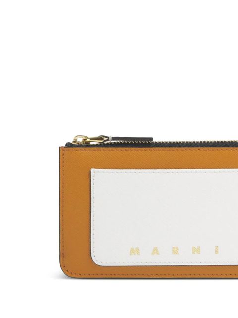 Marni saffiano-zipped cardholder - Brown