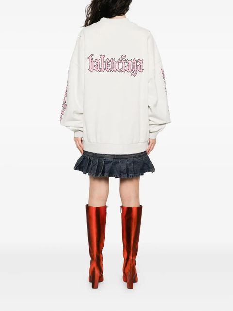 Balenciaga pleated-hem logo dress - Neutrals