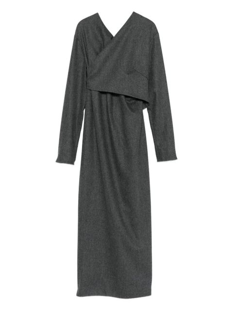 KHAITE cross-neck wrap dress - Grey - zdjęcie produktu nr 1