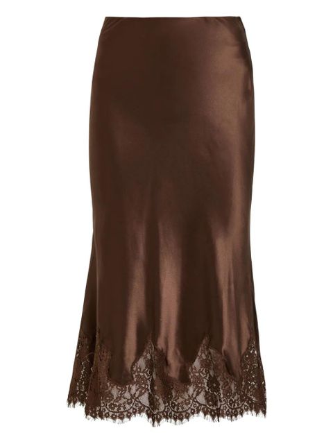 Reformation Carolina lace-detail midi skirt - Brown - zdjęcie produktu nr 1