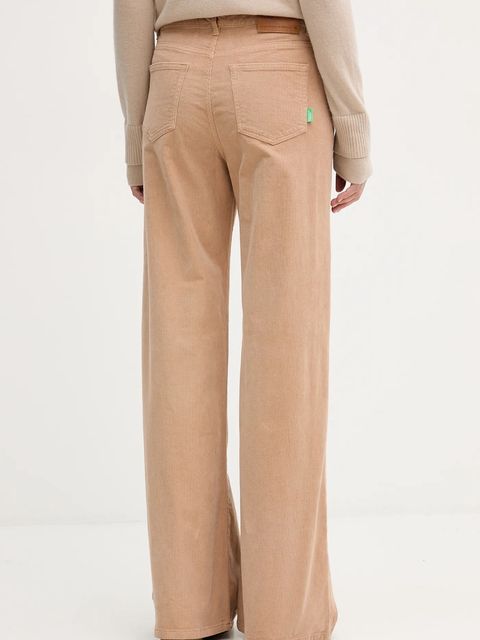 United Colors of Benetton spodnie damskie kolor beżowy szerokie high waist 41ULDE029