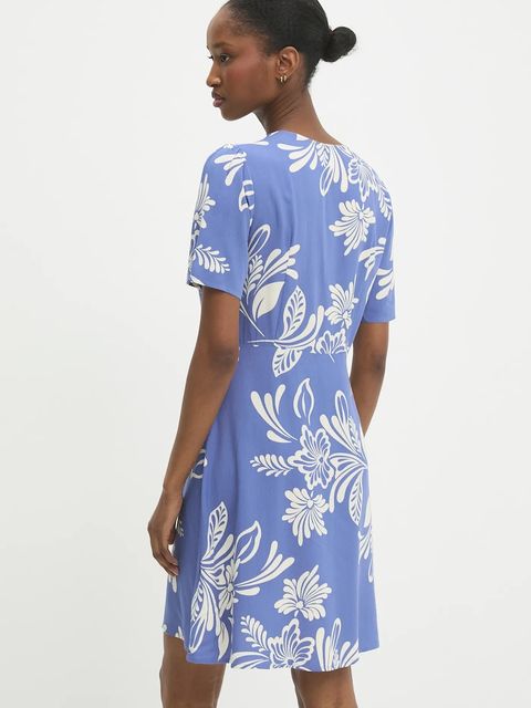 Answear.LAB sukienka lniana kolor niebieski mini rozkloszowana - zdjęcie produktu nr 2