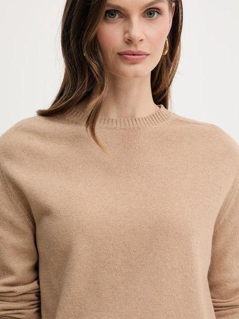 Twinset sweter wełniany damski kolor beżowy lekki 252TP3495