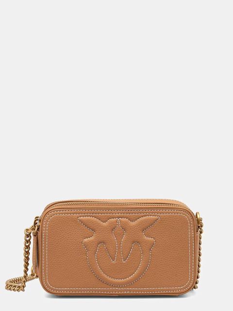 Pinko torebka skórzana kolor brązowy 103799 A1LF - zdjęcie produktu nr 1