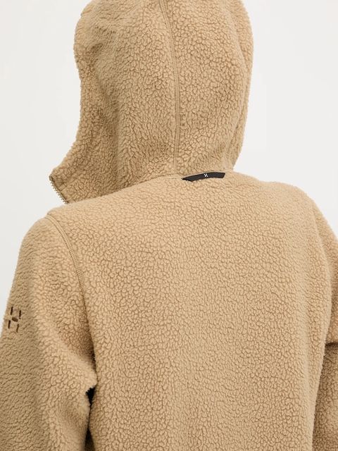 Haglöfs bluza polarowa Funäs damska kolor brązowy z kapturem gładka 607818