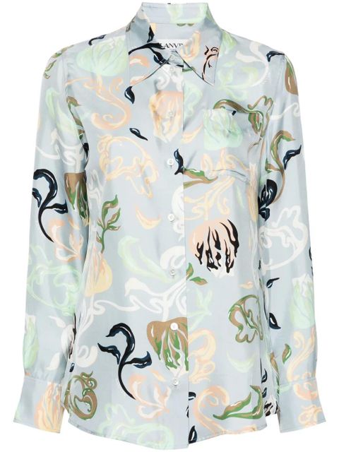 Lanvin graphic-print silk shirt - Blue - zdjęcie produktu nr 1