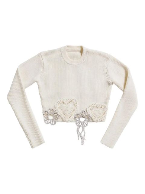AREA crystal-embellished crochet sweater - White - zdjęcie produktu nr 1