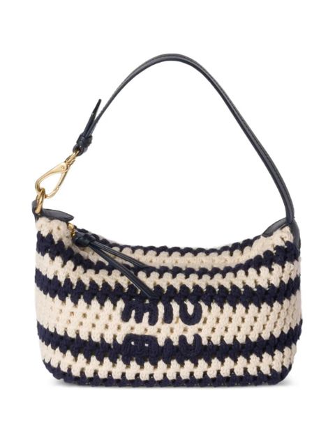 Miu Miu striped crochet shoulder bag - Blue - zdjęcie produktu nr 1