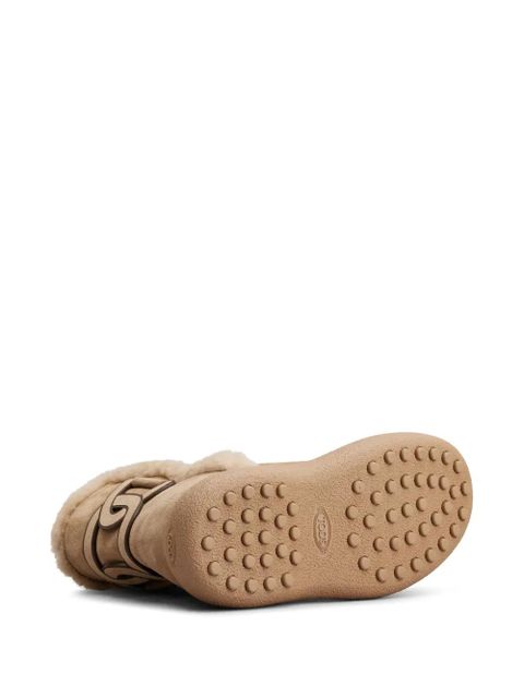 Tod's logo-patch suede boots - Neutrals