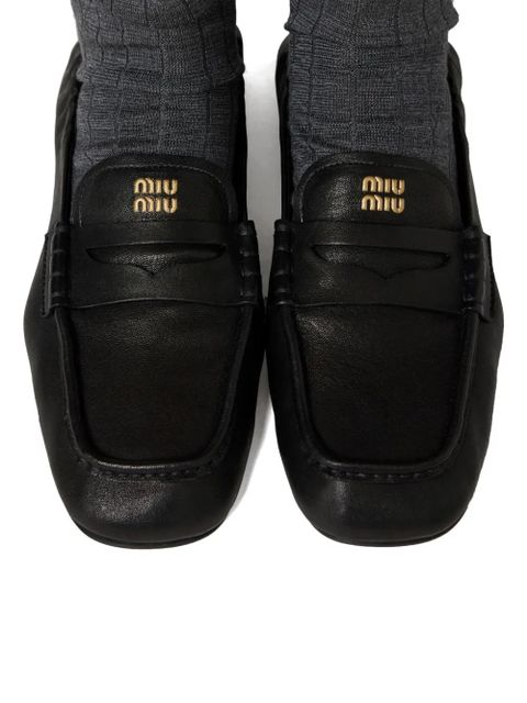 Miu Miu embossed-logo loafers - Black