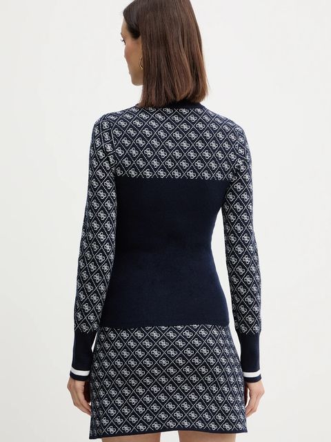 Guess sweter z dodatkiem wełny AUBREY damski kolor granatowy z półgolfem W5BR24 Z3JD2