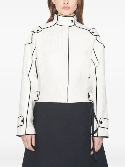 Tory Burch contrast-stitch cropped jacket - White