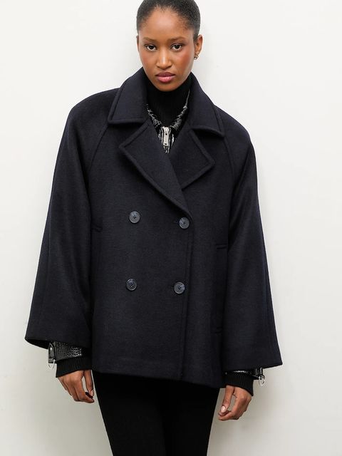 Answear.LAB płaszcz wełniany kolor granatowy