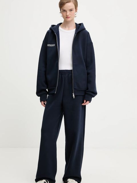 Pangaia bluza bawełniana kolor granatowy z kapturem gładka 10002675