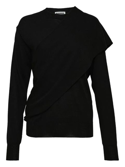 Jil Sander draped-panel sweatshirt - Black - zdjęcie produktu nr 1