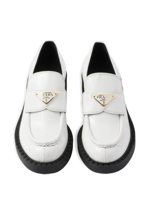 Prada triangle-logo leather loafers - White - zdjęcie produktu nr 2